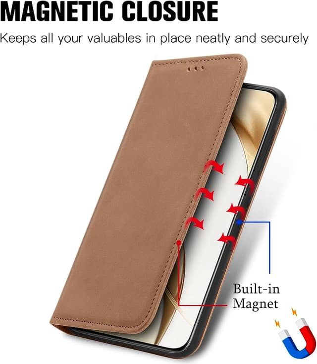 Detalle de Cracedily Klapphülle für Honor 90 – Flip Case mit Kartenfach, Magnetverschluss und Standfunktion