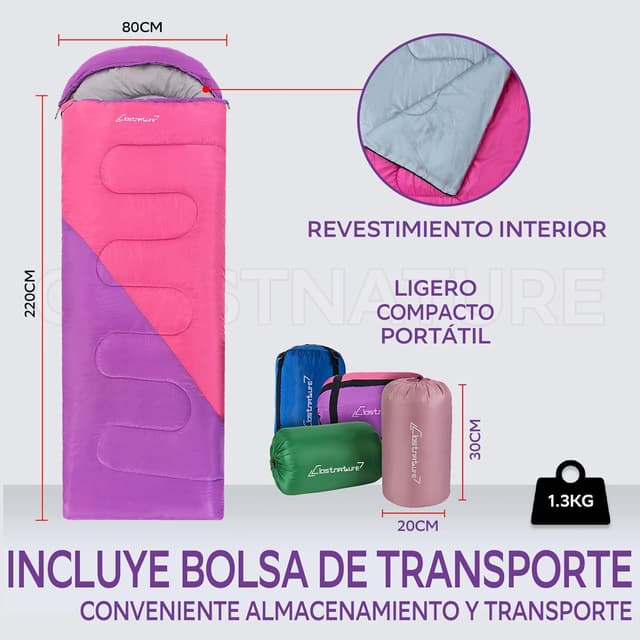 Detalle 2 de Clostnature Saco de Dormir Ligero 220x80 cm