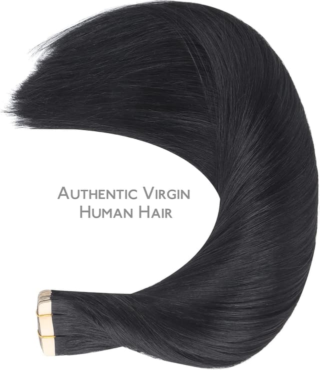 Detalle 1 de WENNALIFE Extension Capelli Veri Remy biadesive Nero Jet (20 pz, 25 cm)