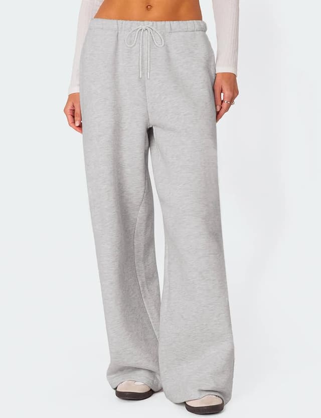 Detalle de HeSaYep Women’s Fleece-Lined Sweatpants with Pockets (Wide-Leg, High-Rise Winter Warm)