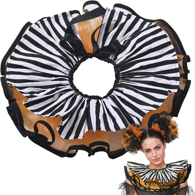 Detalle de UniqKaliber mehrlagiger Clownkragen aus Tüll mit Rüschen für Renaissance- und Theater-Cosplay