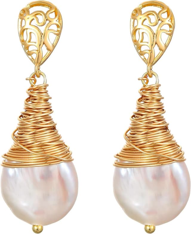 Detalle de JaruJaru Baroque pearl drop earrings