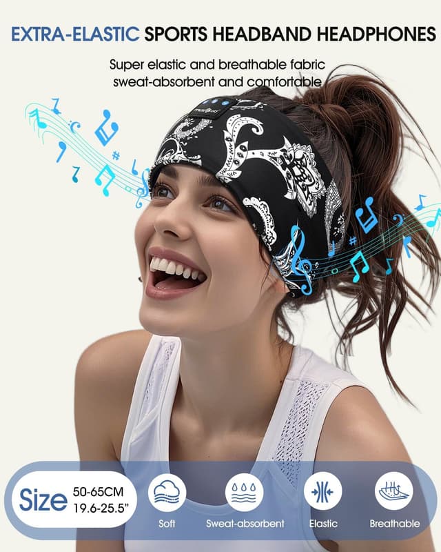 Detalle 2 de MUSICOZY Casque de sommeil Bluetooth 5.4 ultra léger (son Hi-Fi, jusqu’à 14 h)