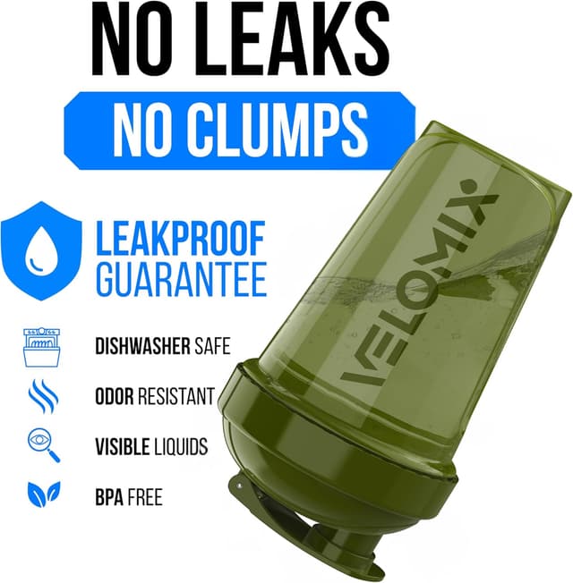 Detalle de VELOMIX 2-Pack Protein Shaker Bottles (up to 600ml) with Wire Mixball