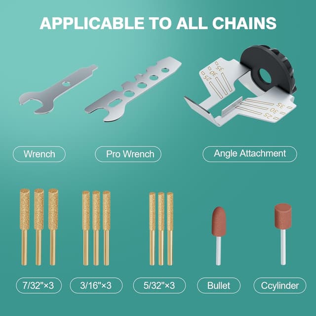 Thumbnail 2 de Ausacce Electric Chainsaw Sharpener Kit 9 files