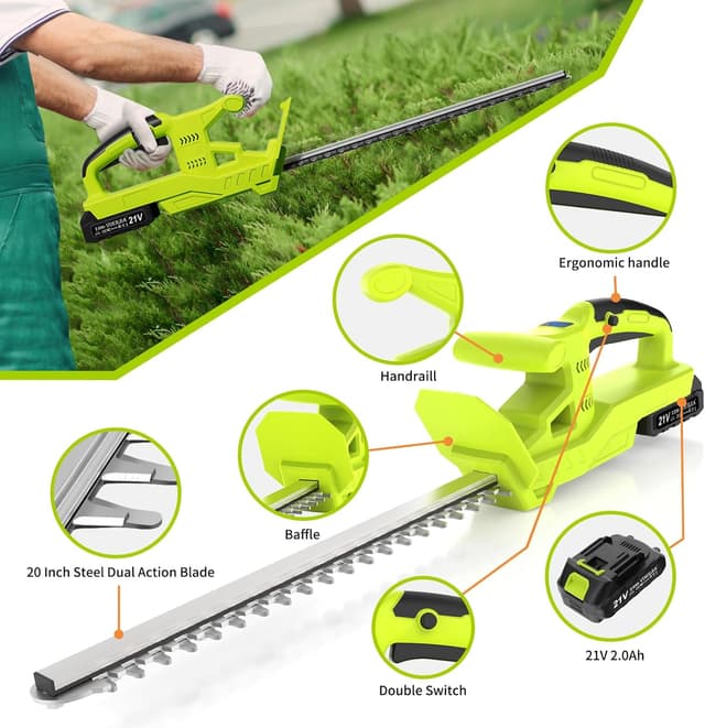 Detalle de VOERJIA 20 cordless hedge trimmer 50cm