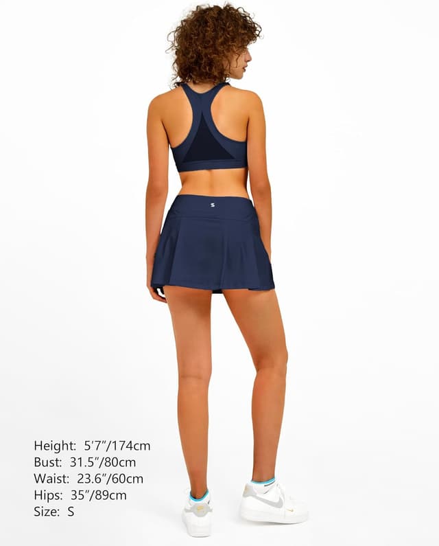 Detalle 2 de Stelle Women’s High-Waisted Tennis Skort with Pockets & Built-In Shorts (Pleated Pickleball/Golf)