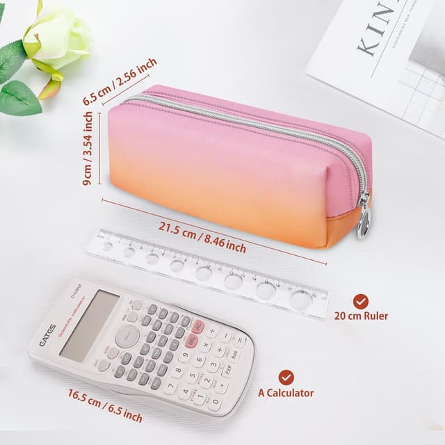 Detalle 2 de FINPAC Trousse scolaire Sunset Ombre : sac à crayons et trousse de maquillage pratique (20,5 x 6 x 8,5 cm)