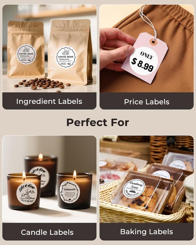 Detalle 2 de 150 étiquettes thermiques rondes MUNBYN