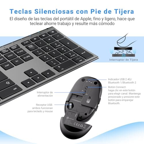 Thumbnail 3 de iClever Teclado y Ratón Inalámbrico DK03-QWERTY 🌐