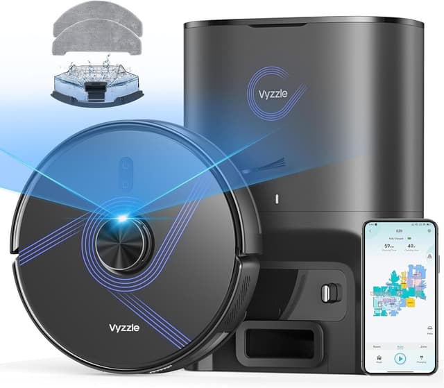 Detalle de Vyzzle E20 Robot Vacuum Cleaner with Mop, 10000Pa Suction and 3.5L Self-Empty Station (Lidar Navigation)