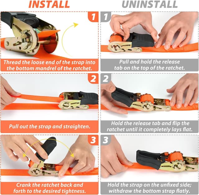 Thumbnail 4 de Ohuhu Ratchet Straps 4.6m 680kg