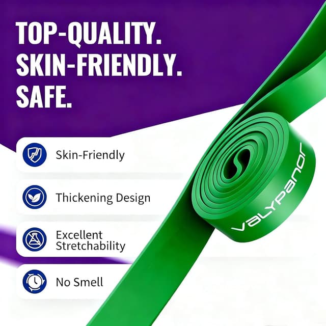 Detalle de VALYPANOR Widerstandsbänder-Set mit 4 Stufen (Türanker & Aufbewahrungstasche) für Krafttraining, Stretching, Yoga & Pilates