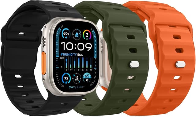 Detalle de MoKo Ocean Bands silicone replacement strap for Apple Watch Ultra 2, Series 9/8/7/6/5/4/3/SE (49mm–42mm)