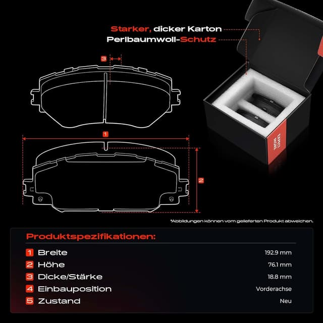 Detalle de Frankberg Bremsbelagsatz vorn (inkl. 4 Bremsbeläge) kompatibel mit Volvo XC60 156 & XC90 I 275 – passend laut Teilenummern