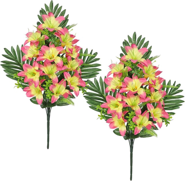 Thumbnail 6 de Oairse 2 Pack White Artificial Lily Bouquets