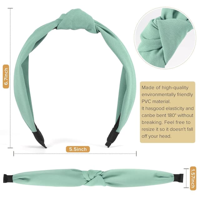 Detalle 2 de DiyJibb geknotete Stirnbänder für Damen & Mädchen (6er-Set), breit & im Turban-Look