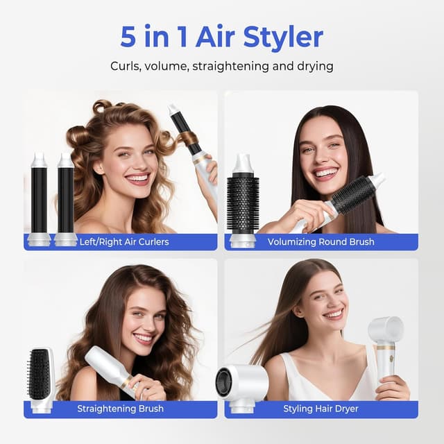 Detalle 1 de UMIGA Magic Styler Air Styler Set (5 in 1) hair dryer brush for curls, volume and straightening