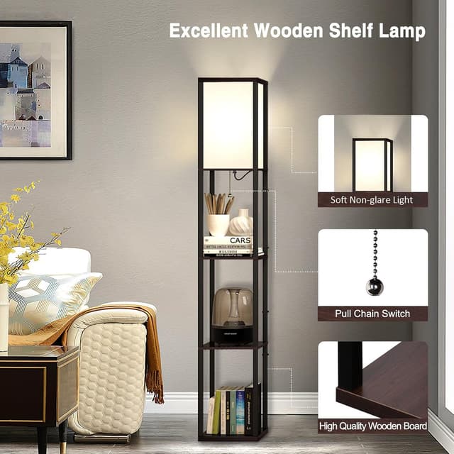 Detalle 2 de Omdekor LED Stehlampe Holz, 160 cm