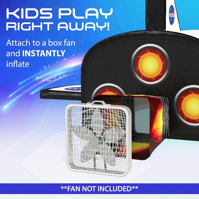 Detalle 2 de W&O Space Explorer Aerodome Rocket Ship Inflatable Tent with LED Lights & Blast-Off Button (Fan Not Included)