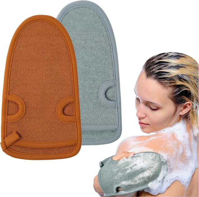 Detalle de URAQT Guanto Esfoliante Corpo (2 pezzi) per doccia e bagno, per rimuovere pelle morta e impurità