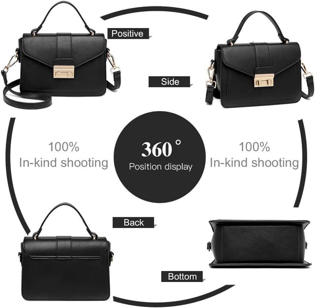 Detalle de Miss Lulu sac à main femme en PU cuir avec bandoulière amovible — format moyen pour travail, université et voyage