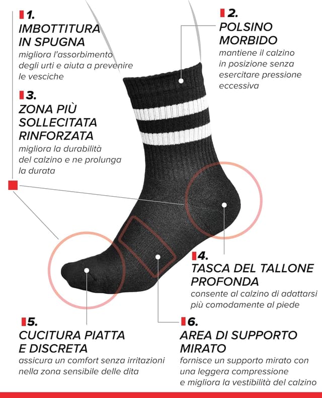 Thumbnail 6 de vitsocks Calzettoni sportivi in bambù antiodore con spugna (3 paia) 35-38