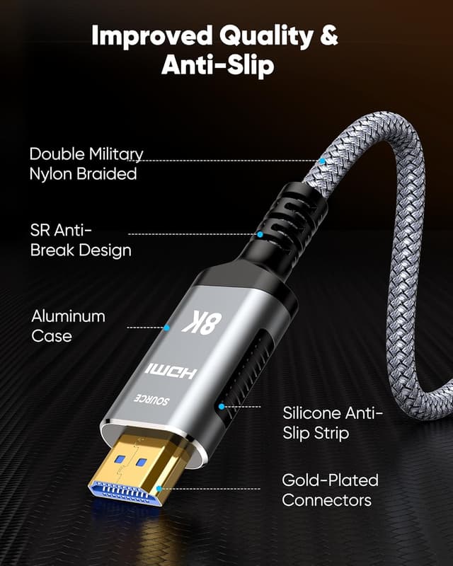 Thumbnail 5 de Highwings 20M Glasfaser 8K HDMI Kabel 48Gbps