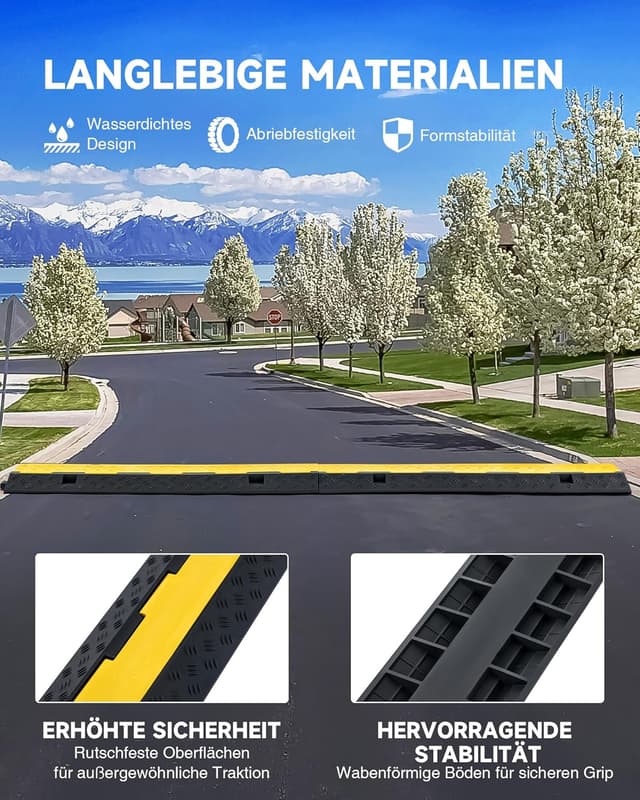 Detalle de CREWORKS Boden-Kabelbrücke (2-Kanal) im 5er-Set – 100 x 24,5 x 5 cm, Überfahrschutz für Kabel