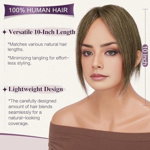 Detalle de RUWISS topper de cabello humano mujer con clips, sin flequillo, castaño con reflejos rubios