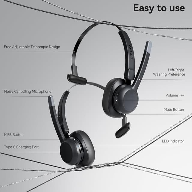 Thumbnail 4 de LEVN Trucker Headset Bluetooth V5.2 Noise-Cancelling