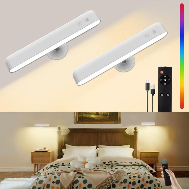 Detalle de Speclux Rechargeable Wall Lights (2 Pack) – LED battery operated sconces with 7500mAh, 3 colours and 15 RGB