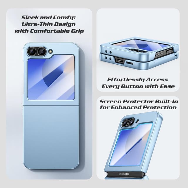 Detalle de Coque Doeshine pour Samsung Galaxy Z Flip 6 / Z Flip 7 FE : protection écran verre trempé et charge sans fil