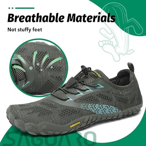 Detalle de SAGUARO Barefoot minimalistas de entrenamiento unisex (verde) para trail running, trekking y agua