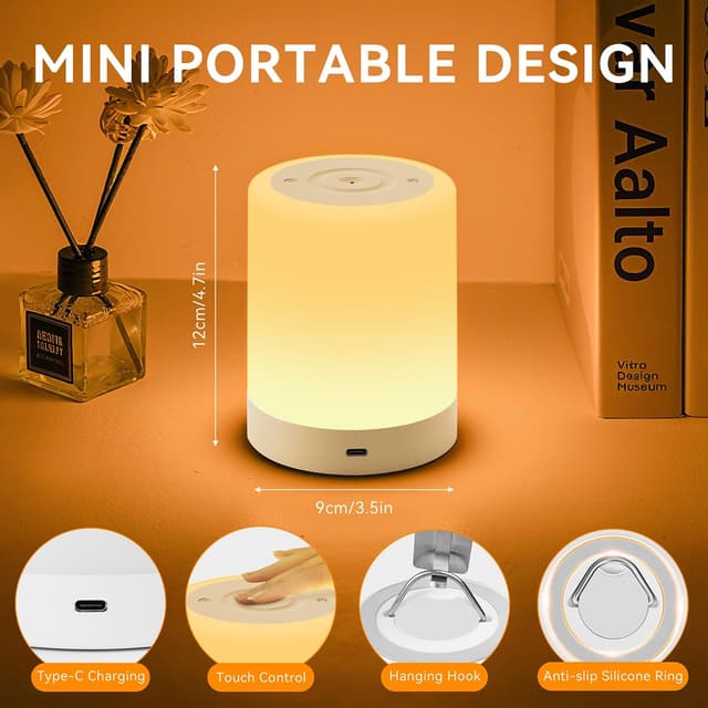 Thumbnail 6 de Auxmir Night Light 3000mAh Rechargeable LED Table Lamp with Touch Control, RGB & Dimming (White)