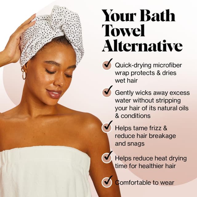 Detalle 2 de Kitsch Microfibre Hair Towel Wrap (Micro Dot) – Quick Dry Curly Hair Turban