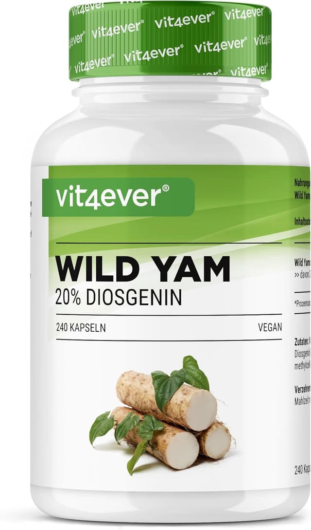 Detalle de Wild Yam Wurzel Extrakt – 240 Kapseln – 880 mg Extrakt täglich (176 mg Diosgenin) – vegan, laborgeprüft