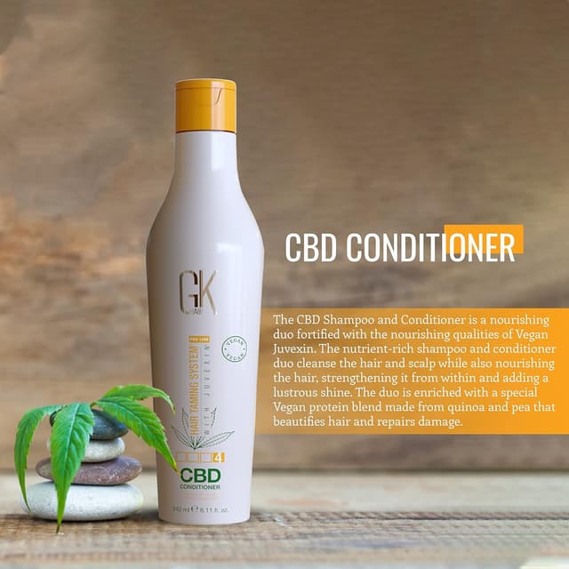 Detalle de GK Hair Global Keratin Hemp Conditioner (240 ml) – feuchtigkeitsspendend, für coloriertes & geschädigtes Haar