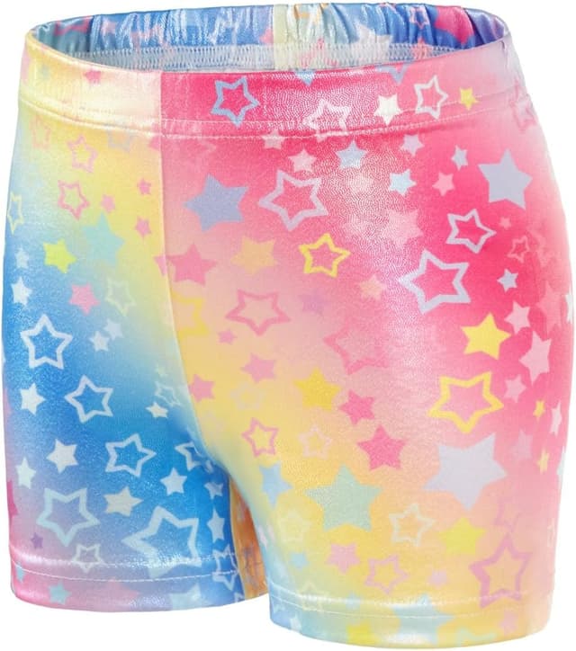 Detalle de Girls’ Gymnastics Leotard Set with Sparkling Gradient Design (Three-Piece Long Sleeve + Shorts + Hairband)