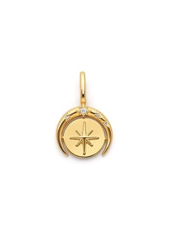 Detalle 2 de Charm SINGULARU Charm Medallion Moonset en latón bañado en oro de 18 Kt con circonitas