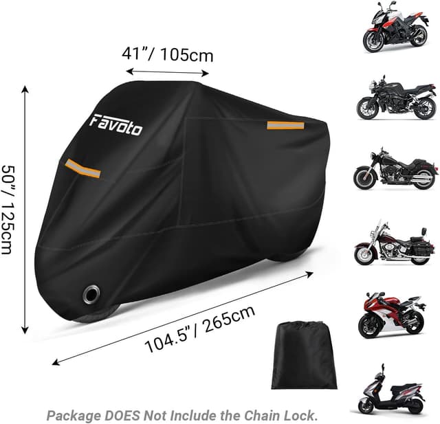 Detalle de Favoto waterproof motorbike cover for outdoor storage (XXXL, Oxford fabric) with lock holes