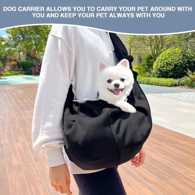 Detalle 2 de Hundetragetasche für Welpen als Tragetuch mit Wendbarer Umhängetasche – schwarz, für kleine Hunde & Katzen