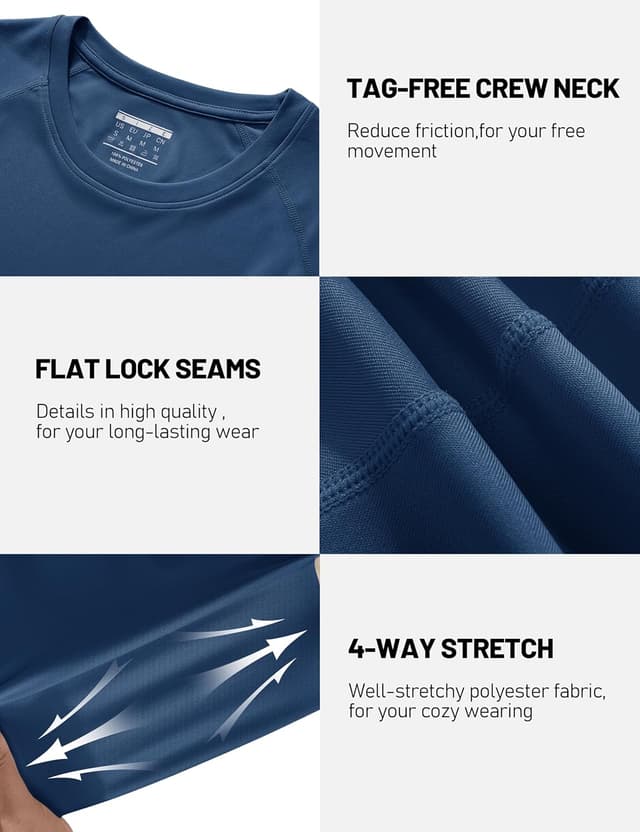 Detalle de TACVASEN Men’s UV Protection UPF 50+ Long Sleeve T-Shirt for Hiking, Walking & Outdoor Sports