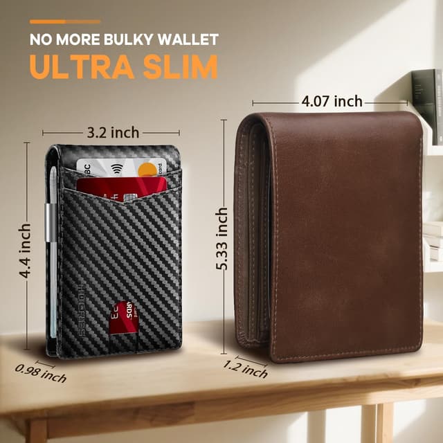 Detalle 1 de HOCRES Mens RFID Slim Wallet with 12 slots