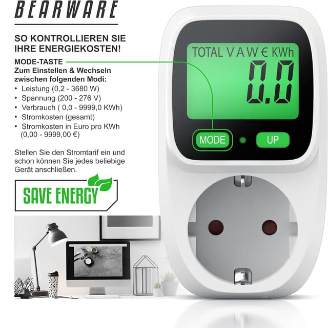 Thumbnail 3 de CSL Stromzähler Steckdose mit Hintergrundbeleuchtung