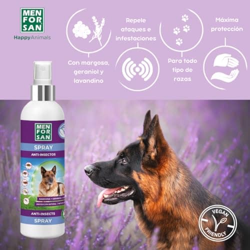 Detalle 2 de MENFORSAN Spray Anti-Insectos Repelente para Perros (Geraniol y Lavandino) 250 ml