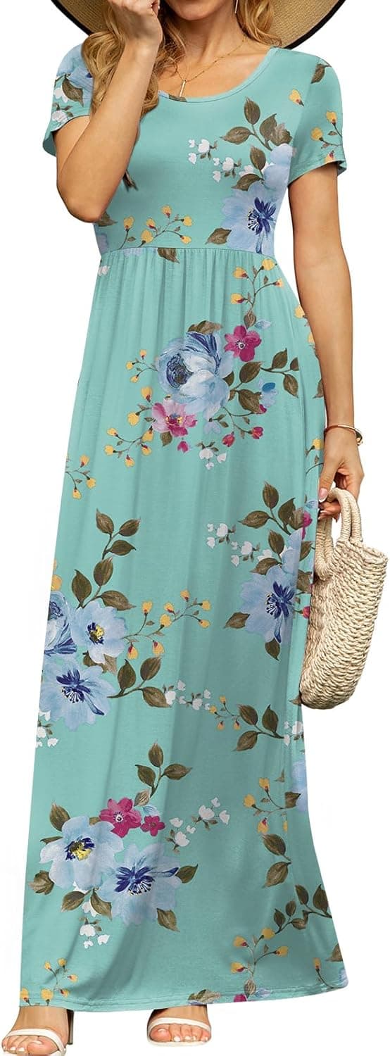 Detalle de DB MOON Womens 2026 Summer Maxi Dress with Empire Waist and Pockets