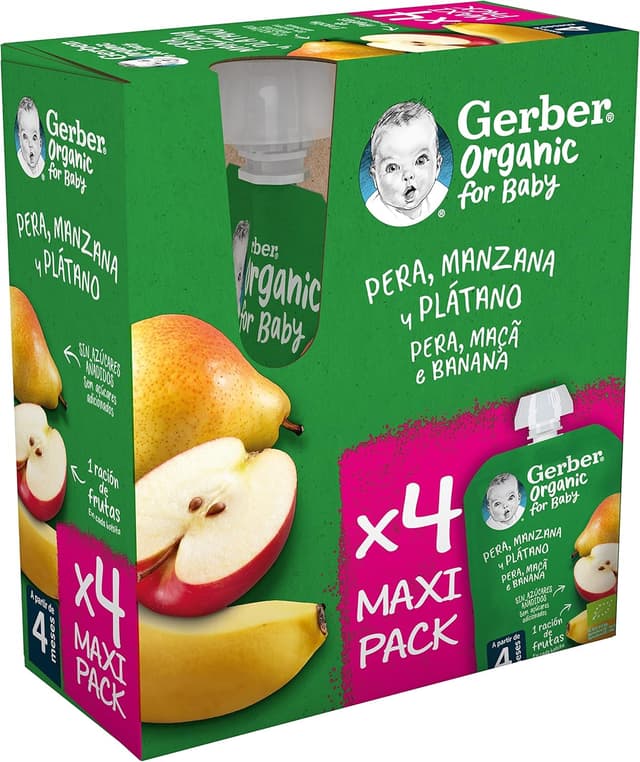 Thumbnail 6 de Gerber Organic Pera, Manzana y Plátano, Bolsitas 4x90g 🍎