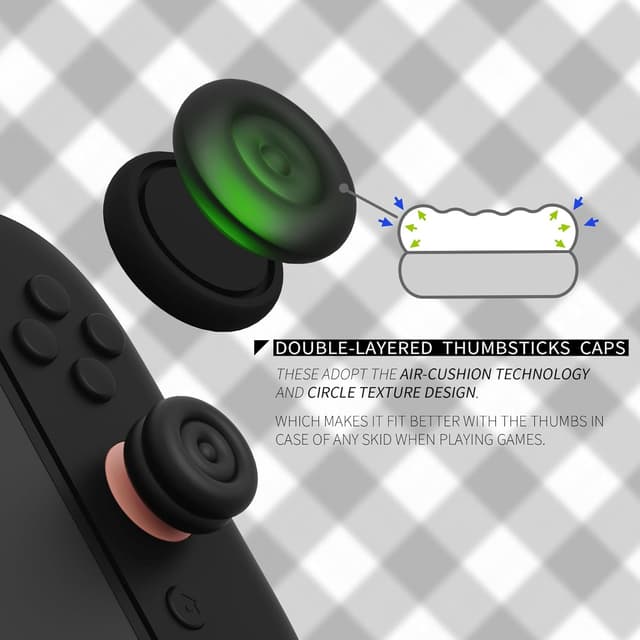 Detalle de playvital Thumb Cushion Caps for Nintendo Switch 2 Joycon 2 (Thumb Grips) – Black