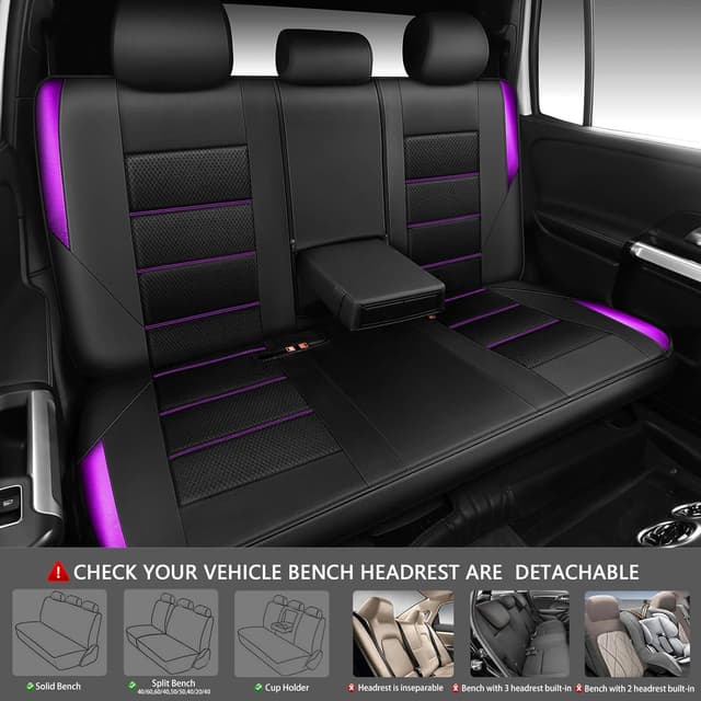 Detalle de CAR PASS Memory 3D Foam Car Seat Covers Full Set (Purple/Black) for SUVs & Trucks